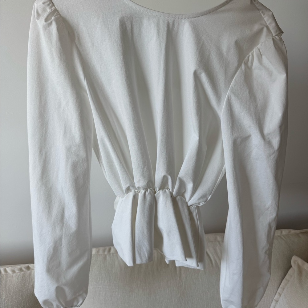 Zara White Ruffle-Front Blouse - Picture 2 of 3